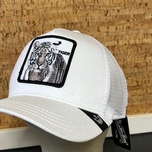 Goorin Bros The Farm Tiger Trucker Hat White Mesh Snapback Baseball Cap New